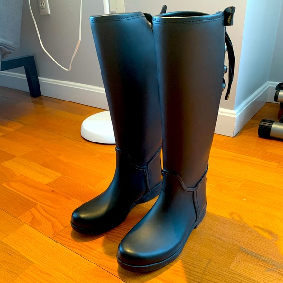 COACH black rain boots 37